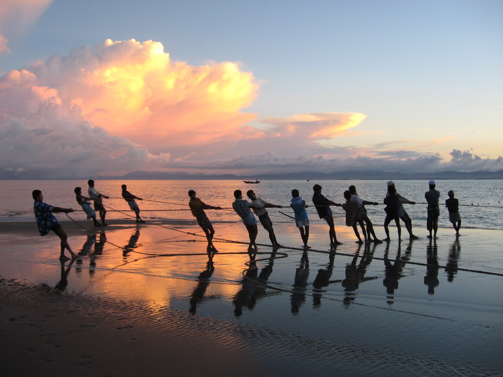 men on the Saint Martin Beach