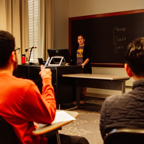 photo, Lauren teaching in Grad Pathways