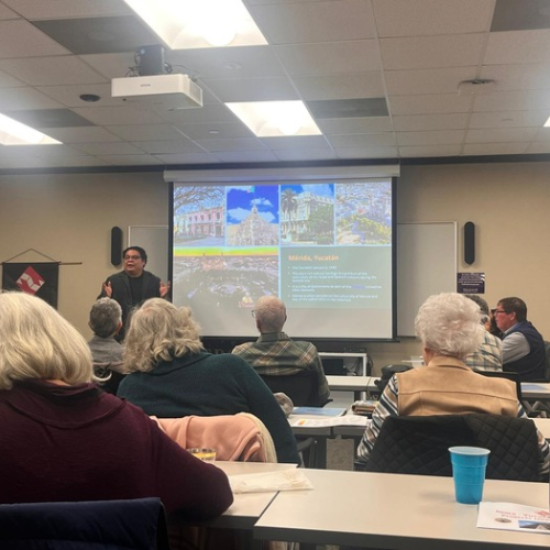 Fernando Calderon presenting on Study abroad to Yucatan 